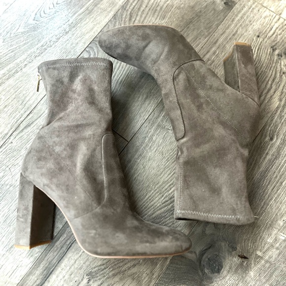 Ivanka Trump Taupe Suede Heeled Boots - Picture 4 of 8